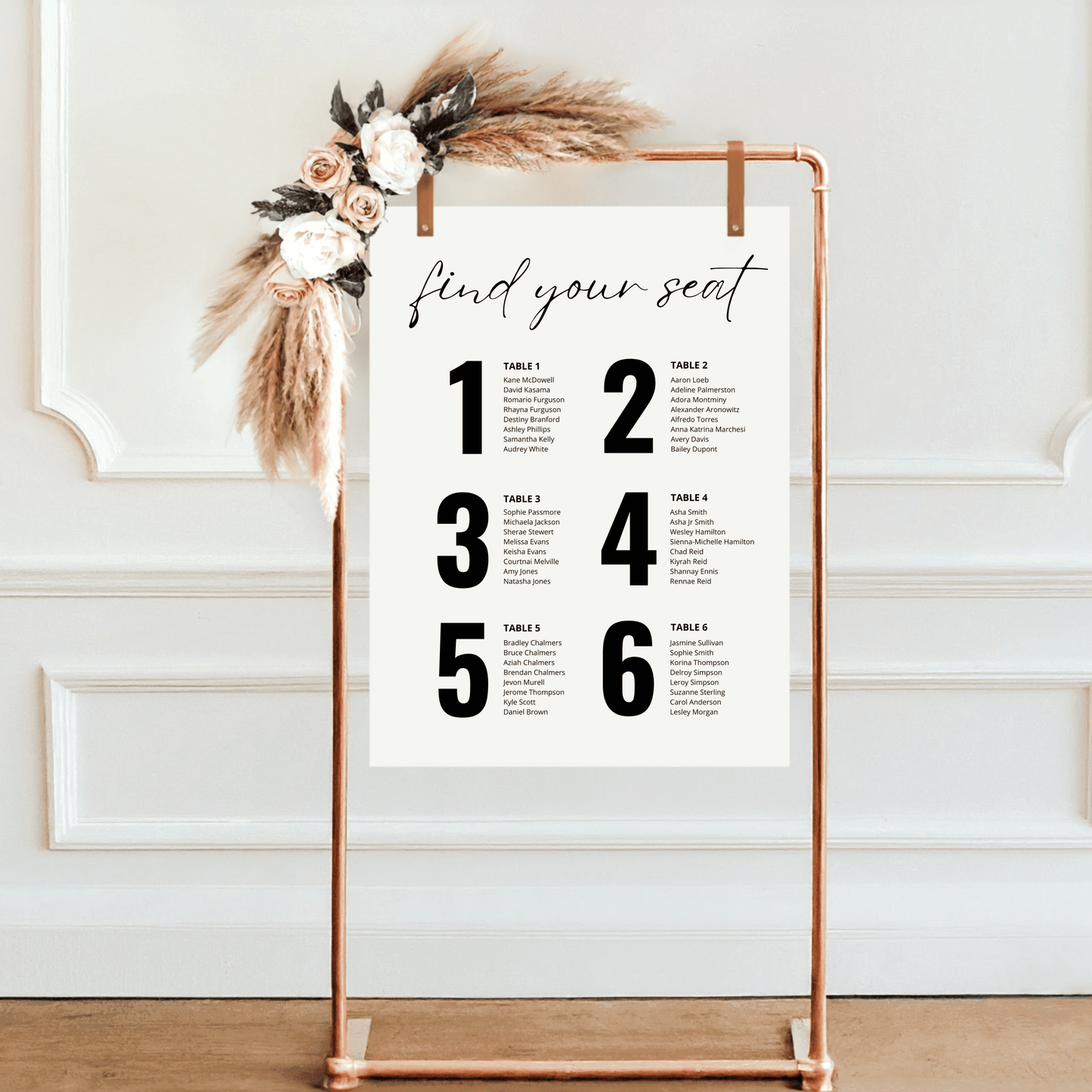 Minimalistic Aesthetic Wedding Seating Plan