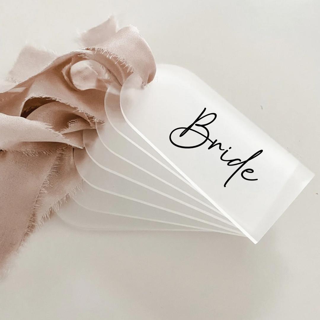 Luxury Frosted Acrylic Place Name With Ribbon