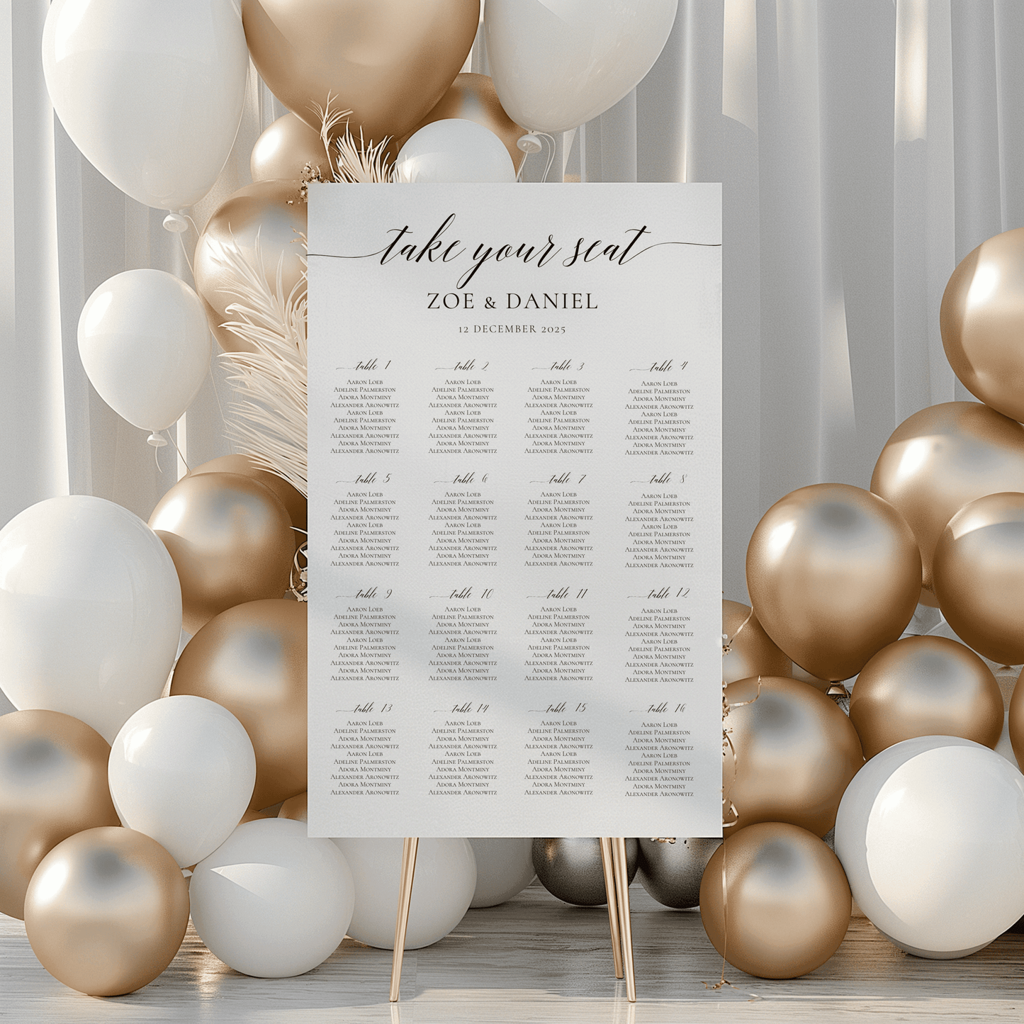 Stylish Wedding Seating Plan