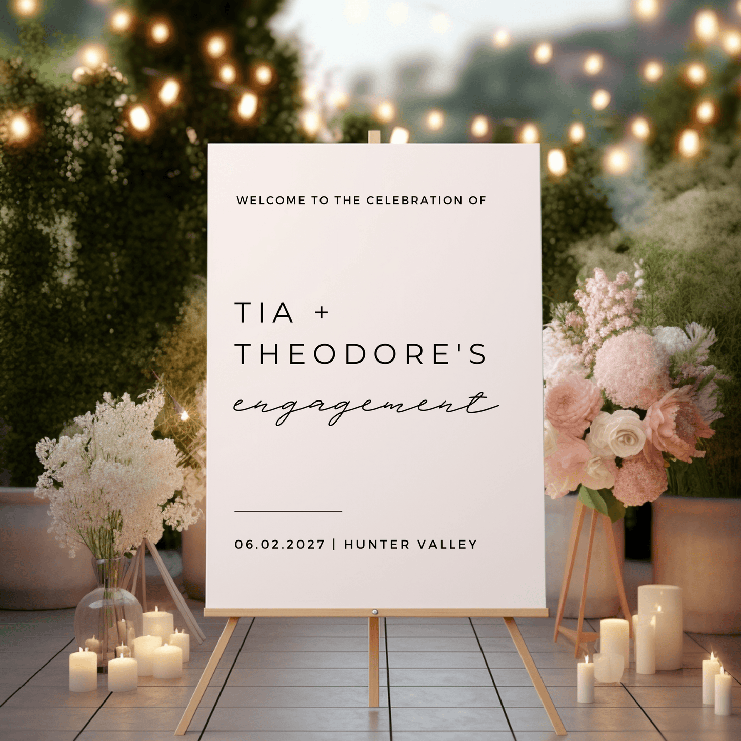 Simple and Elegant Engagement Welcome Sign