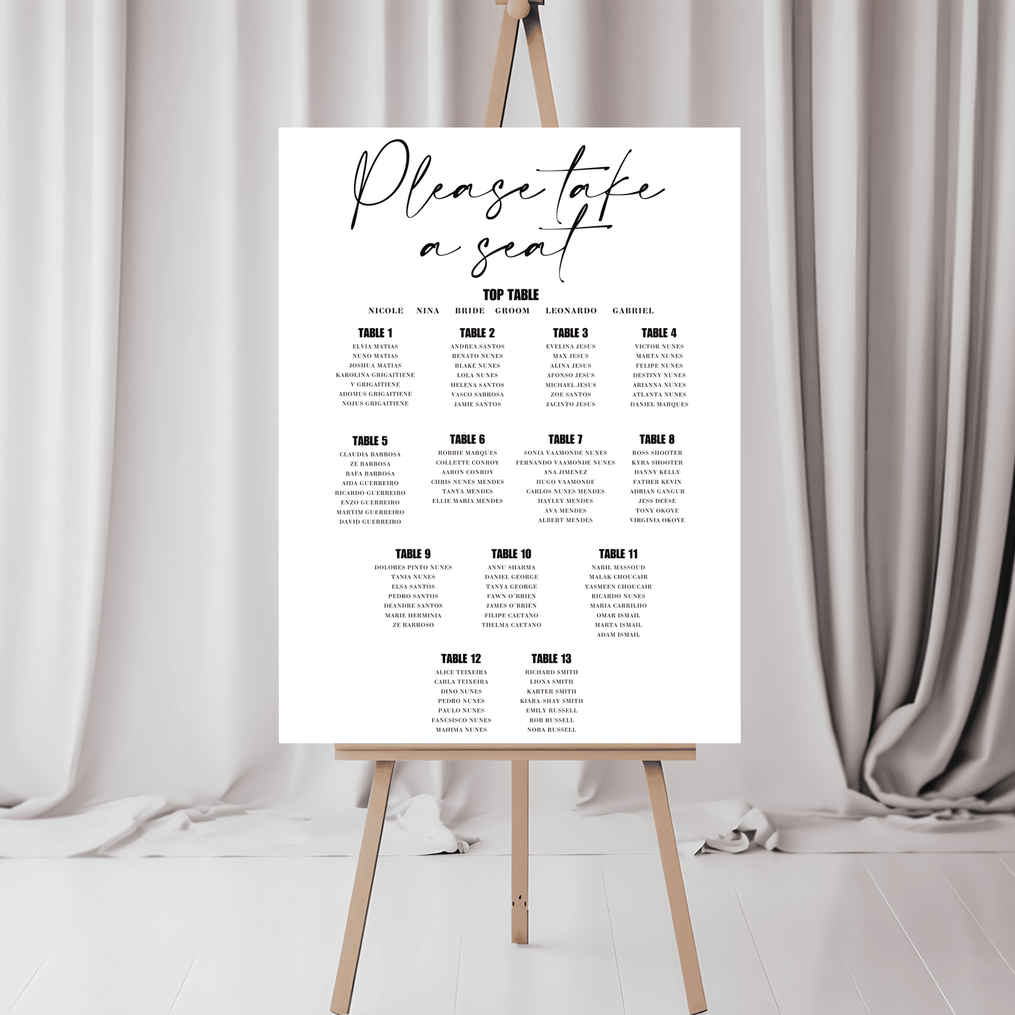 Elegant Wedding Seating Plan