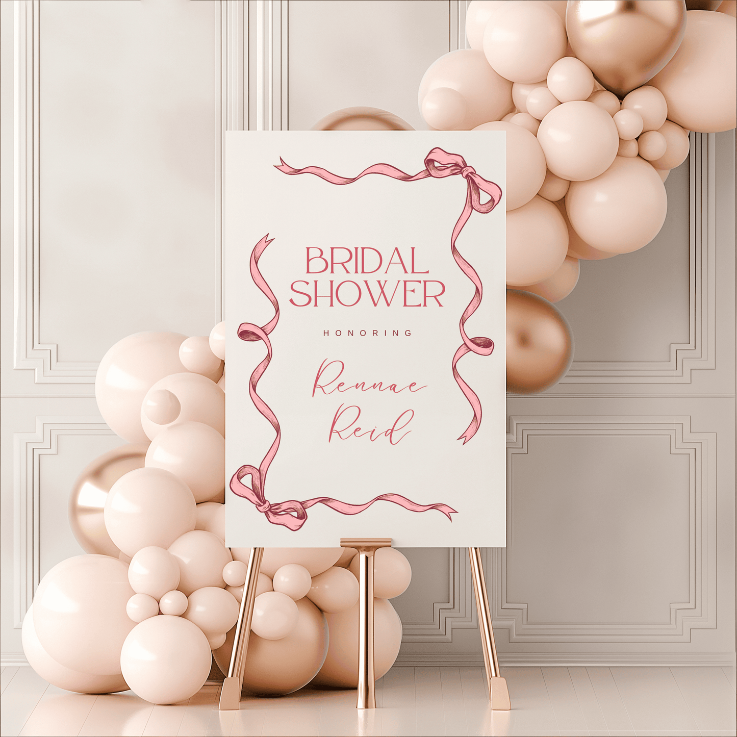 Pink Ribbon Bridal Shower Welcome Sign | Size A2