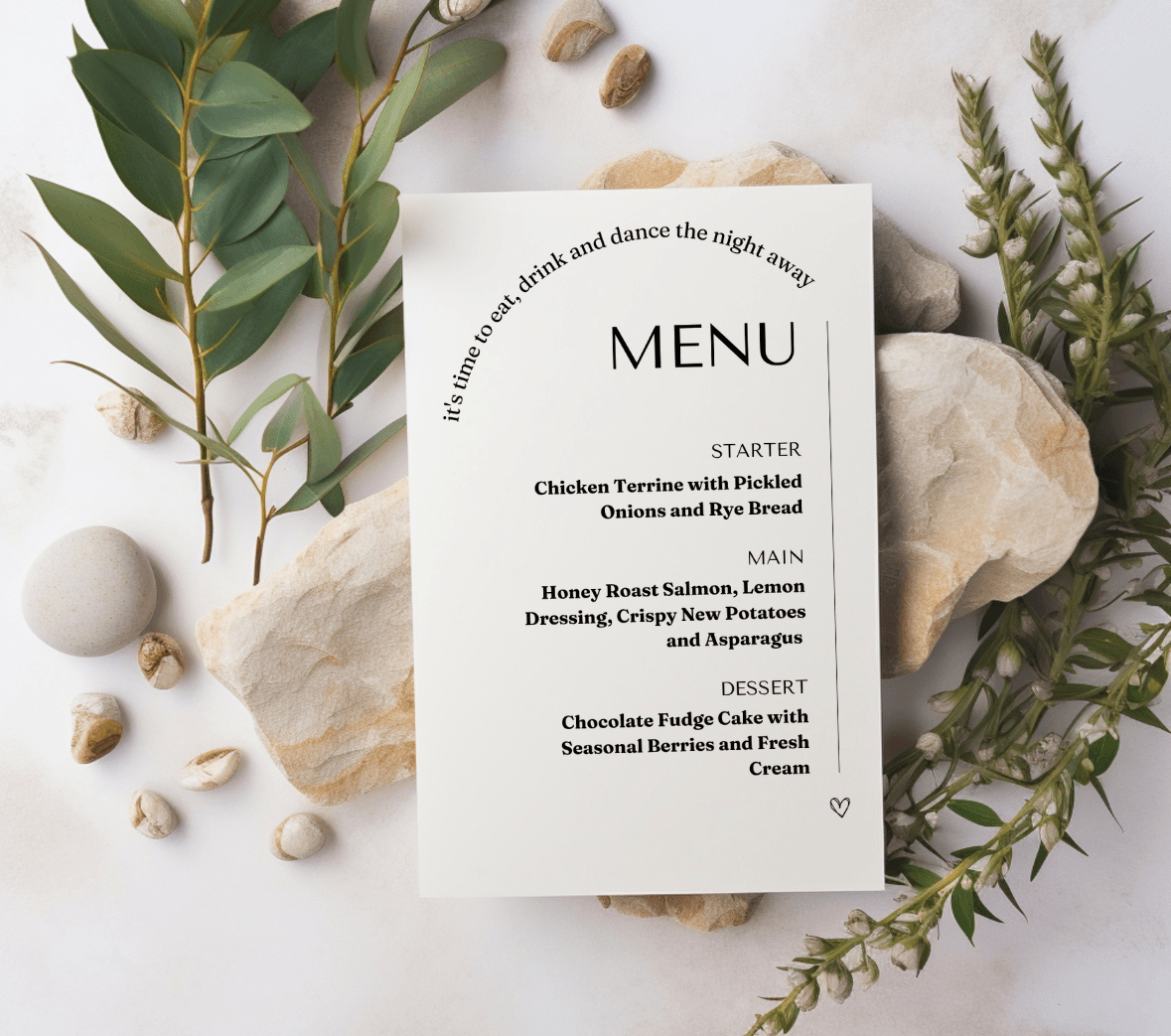 Personalised Wedding Menu