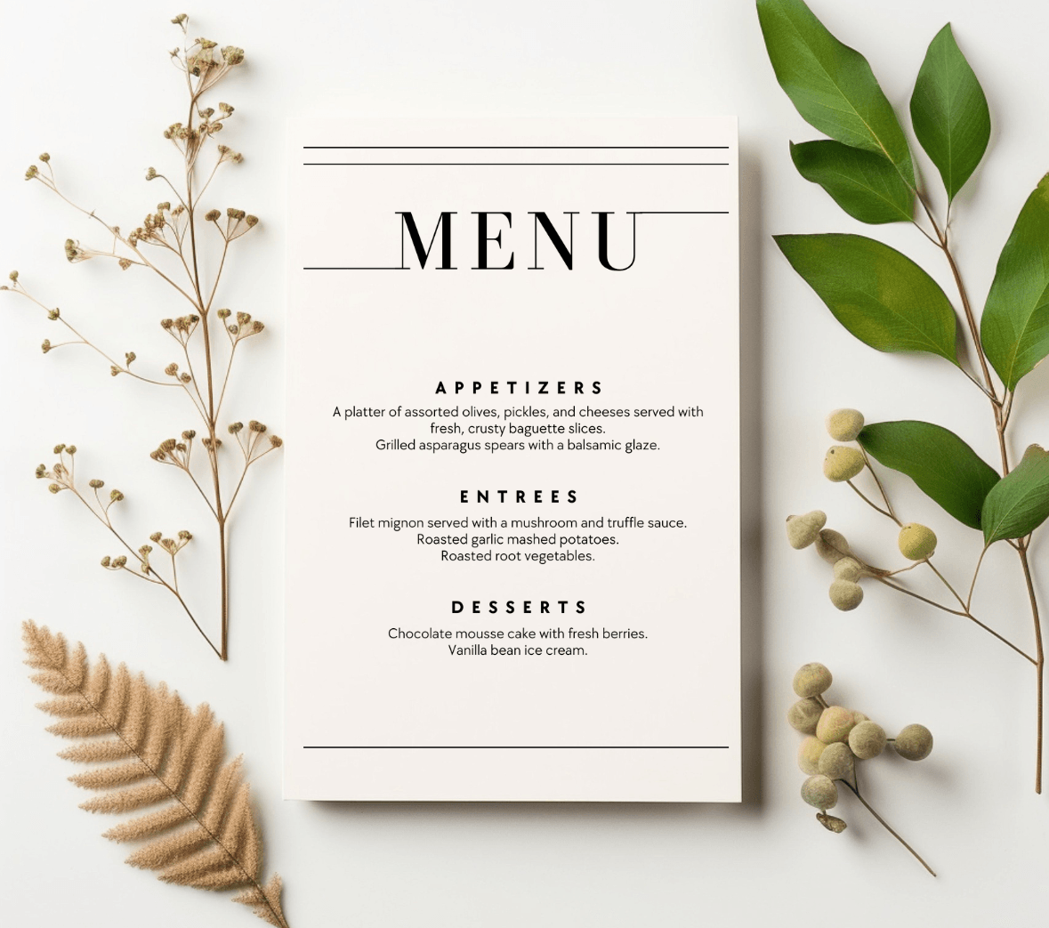 Personalised Wedding Menu