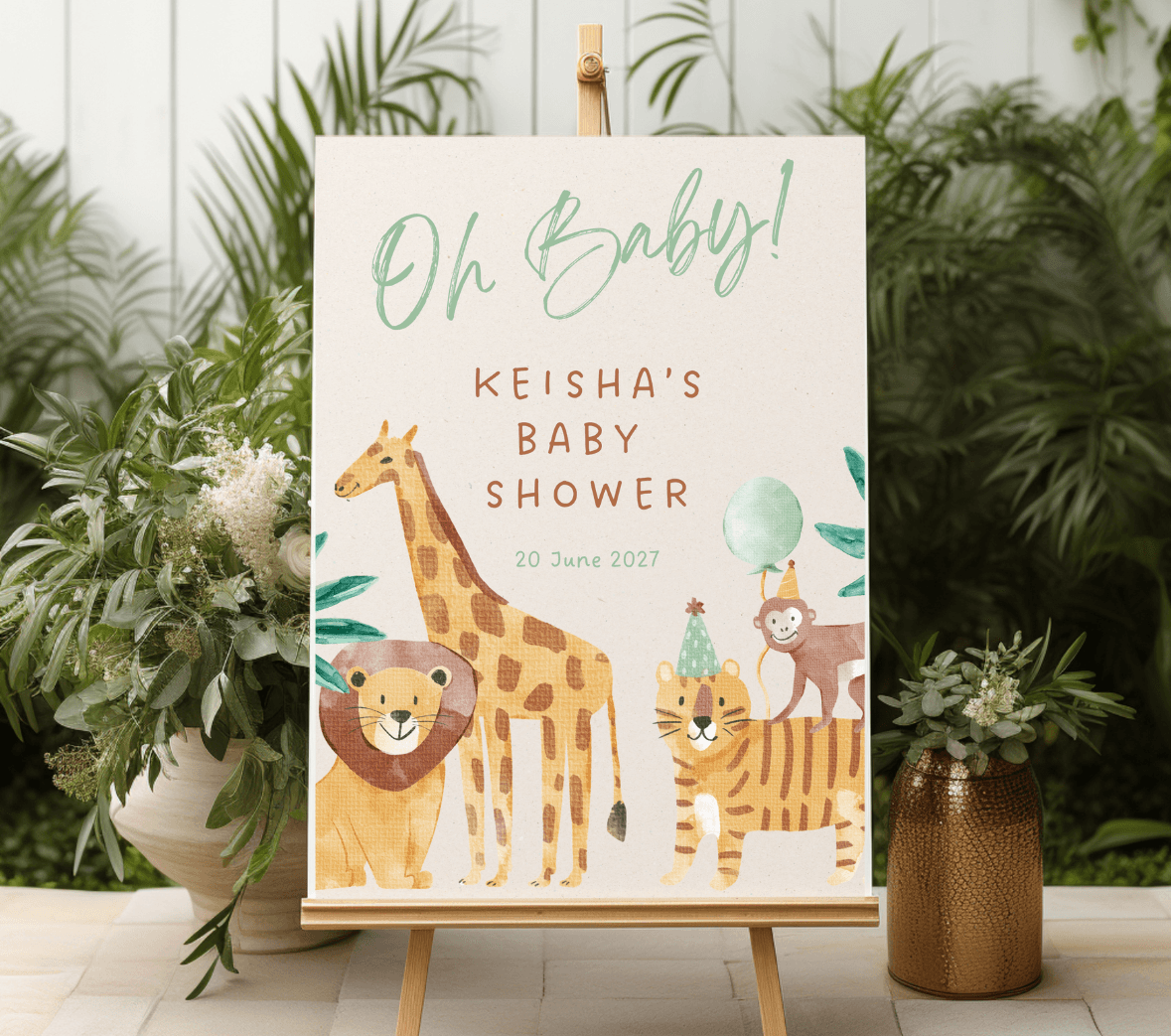 Oh Baby Baby Shower Sign | Animals | Foamex | Size A2