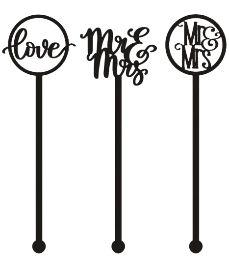 Mr & Mrs Drink Stirrers 3pc