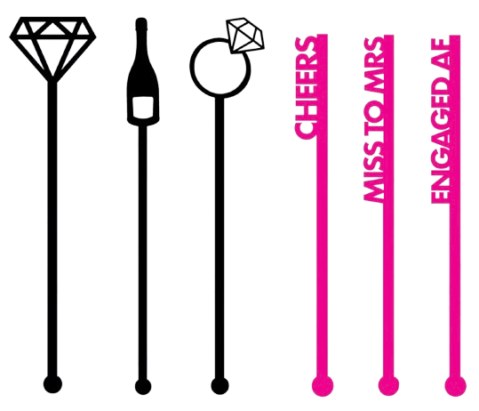 Miss To Mrs Drink Stirrers 6pc | Engaged | Champagne |